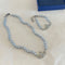 Blue pearl Saturn necklace+bracelet 02661