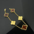 Gold Bronzed Red Five Flower Bracelet 02294