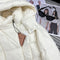 The hooded down jacket is decorated with letter prints 02346