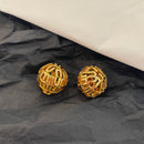 Hollow ball crystal stud earrings 02703