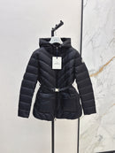 The latest classic hooded belted short down jacket 02132