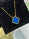 24 New blue agate four-leaf clover necklace 02532