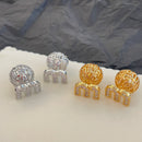 Hollow ball crystal stud earrings 02703