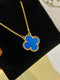 24 New blue agate four-leaf clover necklace 02532