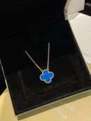 24 New blue agate four-leaf clover necklace 02532