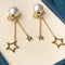 Pearl chain star earrings long pendant 02535