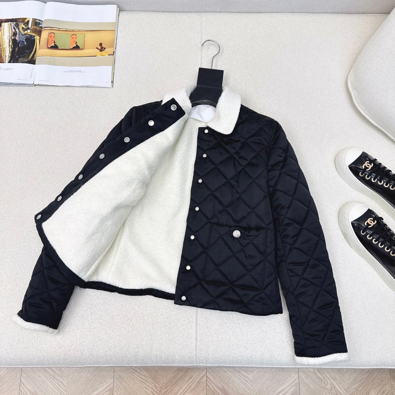 Autumn and winter the latest ski series of environmental protection lamb wool cotton Rhomb quilted coat 02623