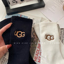 Autumn and Winter Heavy Towel Bottom Embroidered Letter Socks 02354