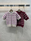 25 early spring new mink hair printed letter short sleeve 02590