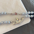 Blue pearl Saturn necklace+bracelet 02661