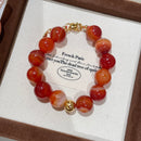 Red beaded agate bracelet 02807