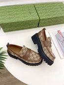 New autumn/winter classic striped ribbon loafers  02404