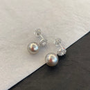 Flower gray pearl earrings 02857