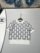 24 Fall new double C jacquard letter short sleeve 01057