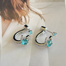 Saturn aqua blue diamond earrings  02456