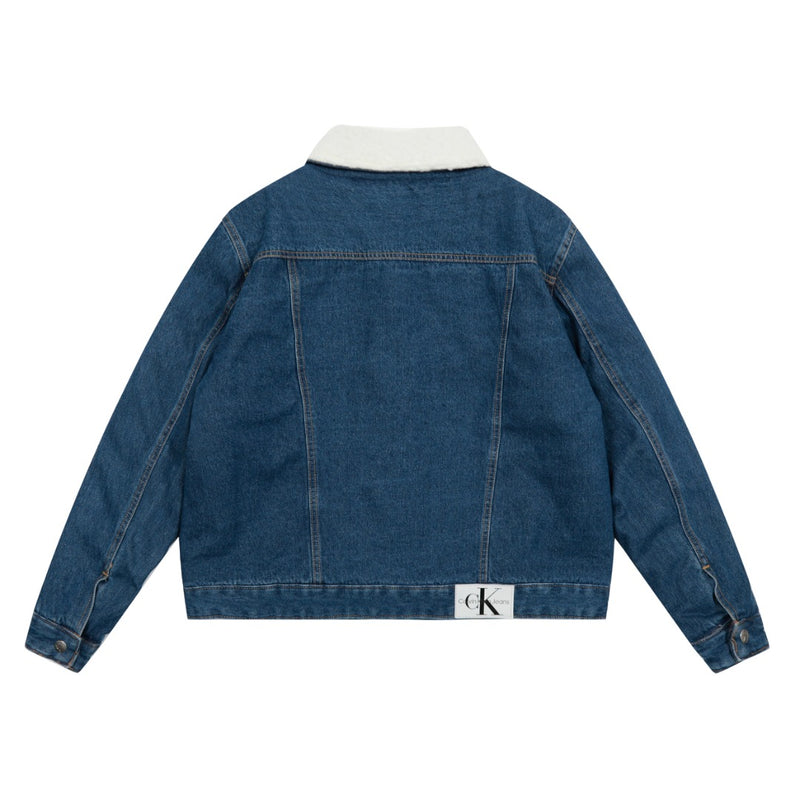 Autumn and winter new heavy industry double bag lamb wool denim jacket 02655