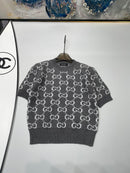 24 Fall new double C jacquard letter short sleeve 01057