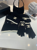 Classic hat set Wool knitted hat set with gloves 02247