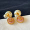 Pink resin round pendant Pearl double ball earrings 02720