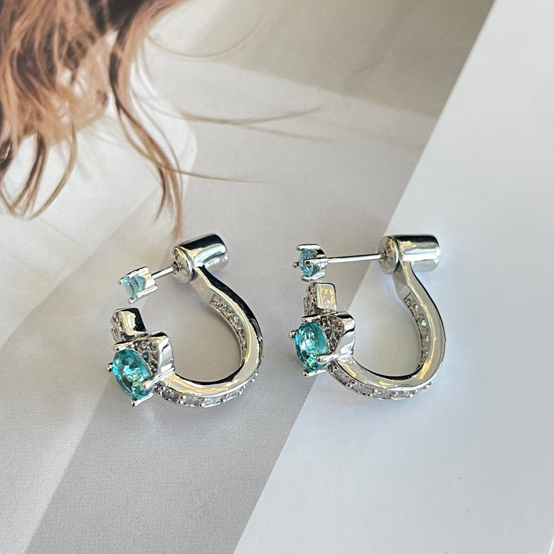 Saturn aqua blue diamond earrings  02456