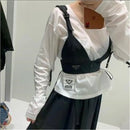 Waist plastic waistband vest top new design short outer wear with slim body and beautiful back 09085