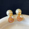 Pink resin round pendant Pearl double ball earrings 02720