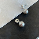 Flower gray pearl earrings 02857