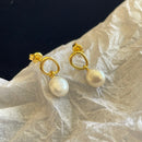 Pearl pendant earrings Silver gold plated earrings new temperament earrings 02458