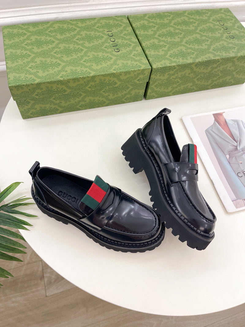 New autumn/winter classic striped ribbon loafers  02404