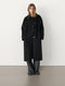 Classic power black long lapel wool coat coat 02607