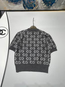 24 Fall new double C jacquard letter short sleeve 01057