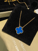 24 New blue agate four-leaf clover necklace 02532