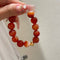 Red beaded agate bracelet 02807