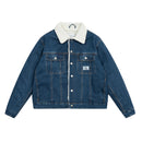 Autumn and winter new heavy industry double bag lamb wool denim jacket 02655