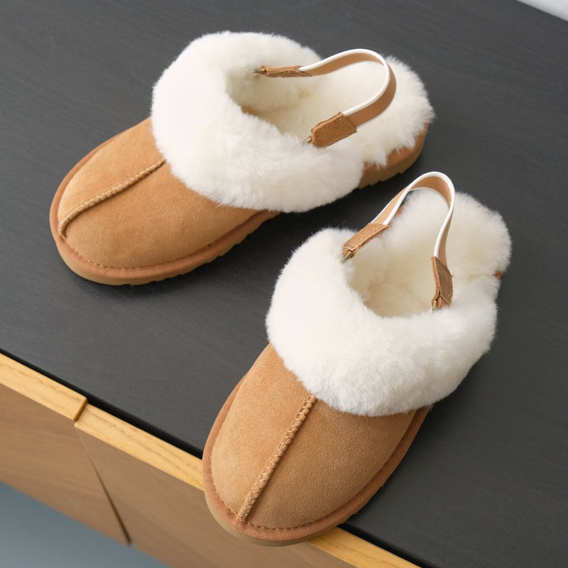 Heavy-soled wool slippers with straps  02439