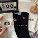 Autumn and Winter Heavy Towel Bottom Embroidered Letter Socks 02354