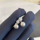 Flower gray pearl earrings 02857