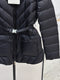 The latest classic hooded belted short down jacket 02132