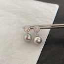 Flower gray pearl earrings 02857