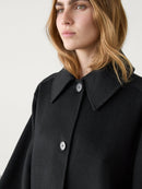 Classic power black long lapel wool coat coat 02607