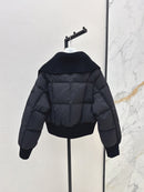 Autumn and winter the latest knitted patchwork large lapel jacket down jacket 02620