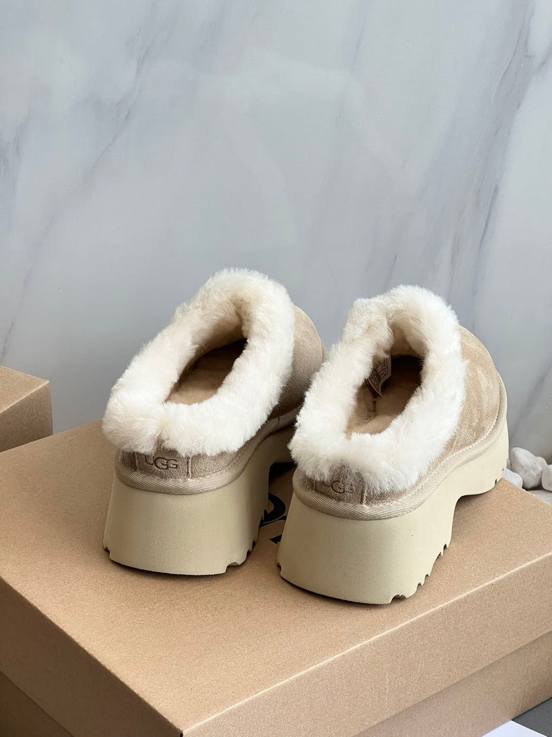 Thick sole fur one half slipper 02679