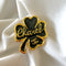 New letter double C Gold rim black four-leaf clover brooch  02363