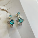 Saturn aqua blue diamond earrings  02456