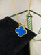 24 New blue agate four-leaf clover necklace 02532