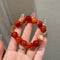 Red beaded agate bracelet 02807