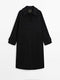 Classic power black long lapel wool coat coat 02607