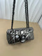 Ultralight metal patchwork leather strap for single shoulder crossbody 02467