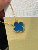 24 New blue agate four-leaf clover necklace 02532