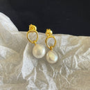 Pearl pendant earrings Silver gold plated earrings new temperament earrings 02458